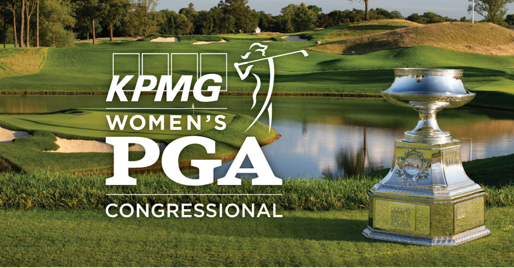 KPMG Women’s PGA Championship trophy on course at Congressional Country Club