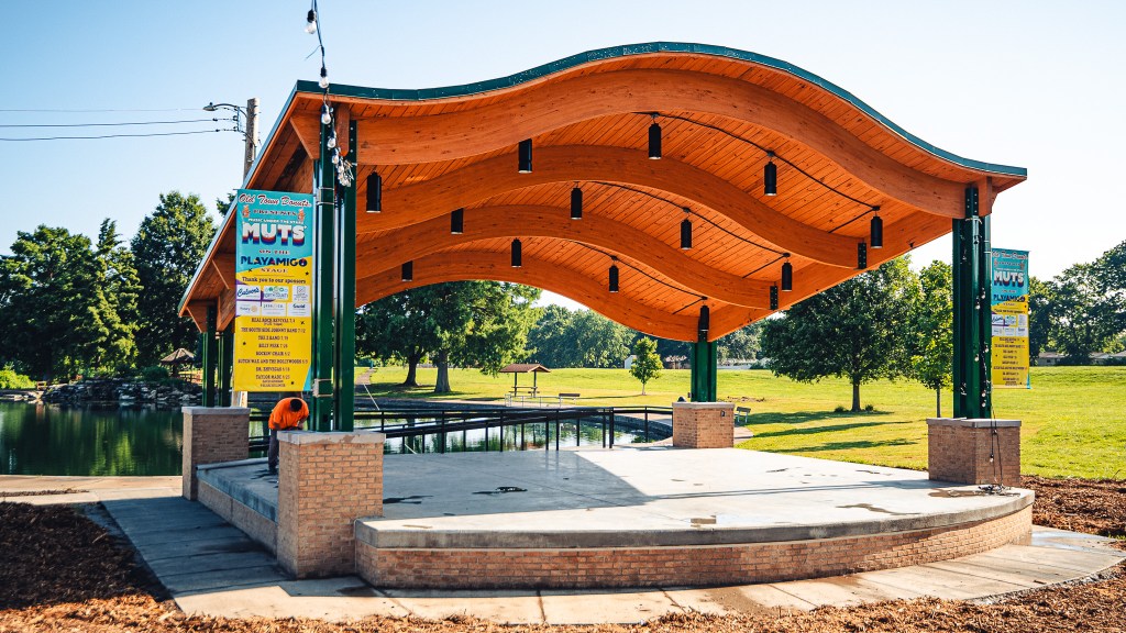 New Playamigo Stage at St. Ferdinand Park in Florissant, MO, ready for the Music Under the Stars summer concert series.