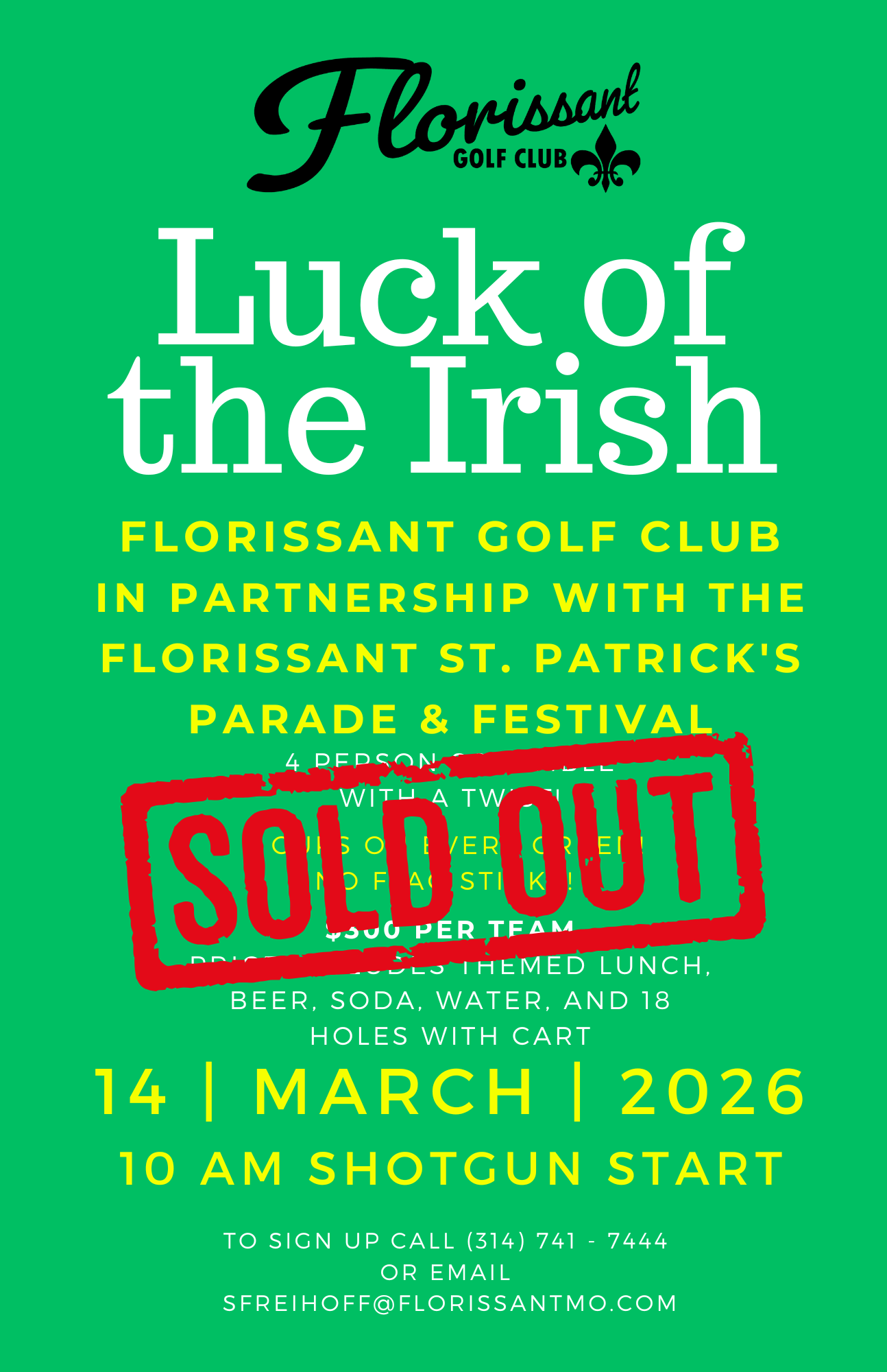 Florissant Golf Club Luck of the Irish Sold Out